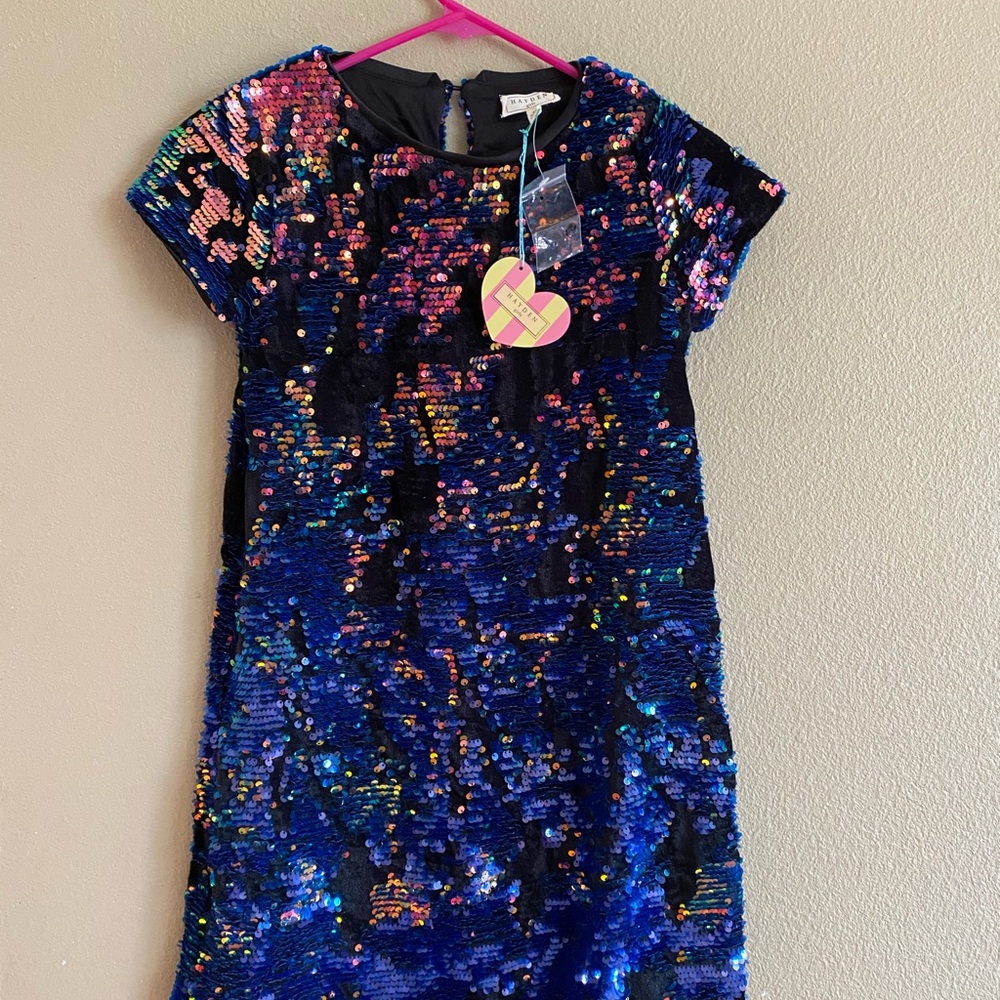 Hayden Sequin Kids Dress - Multicolor and Black